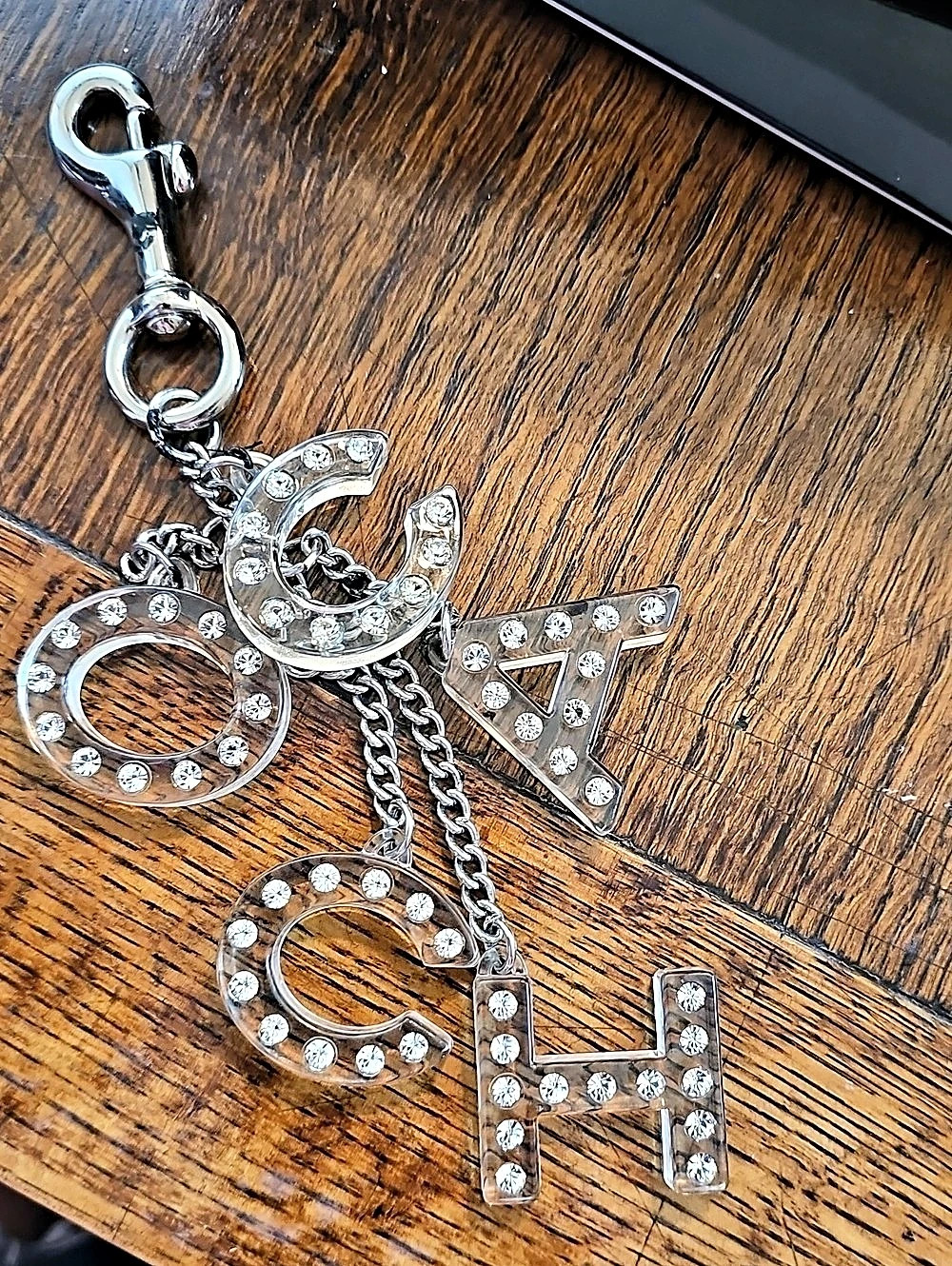 Vintage Coach Y2K Clear Crystal Lucite COACH Letter Bag Charm Rare